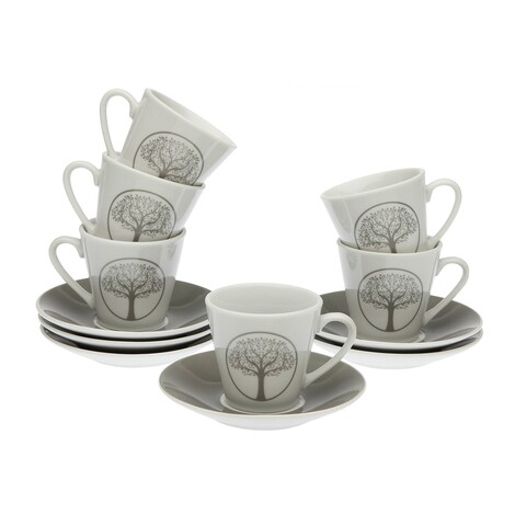 Set 6 cesti cu farfurie lively, versa, portelan, multicolor