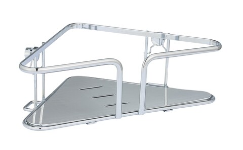 Etajera de colt pentru baie, wenko, termoli, 28 x 8 x 15.5 cm, inox/plastic, argintiu
