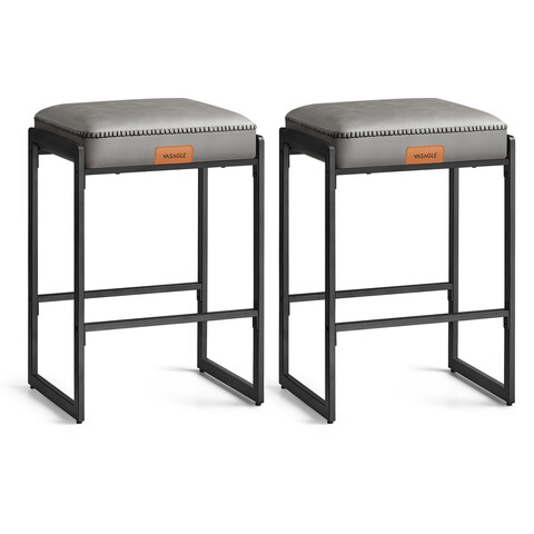 Set 2 scaune de bar, Vasagle, Ekho, 45x38x66 cm, otel/piele ecologica, gri dove