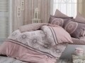 Lenjerie de pat dubla, 6 piese, 240x260 cm, 100% bumbac satinat, Hobby, Silvana Powder, roz