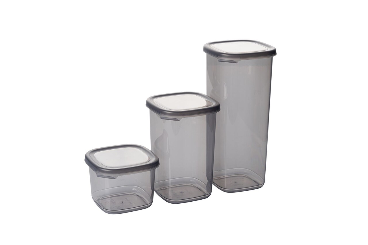 Set recipiente depozitare, Hermia, 964FRM5360, Dimensiune: 10 x 10 x 16,5 cm / 1200 ml (5 bucăți), Antracit - imagine 3