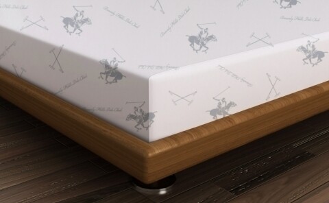 Cearceaf de pat dublu BHPC 025 - Green, Beverly Hills Polo Club, 240x260 cm, 100% bumbac ranforce, alb/gri