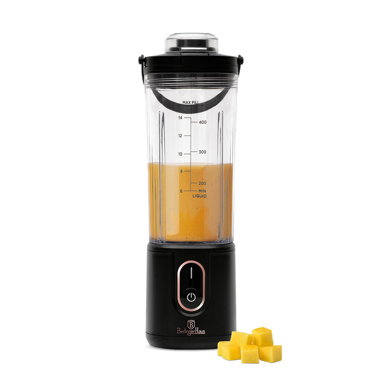 Blender portabil Berlinger Haus, Black Rose, 400 ml, 110W, 9x27.2 cm, inox/plastic, negru/transparent - view 5