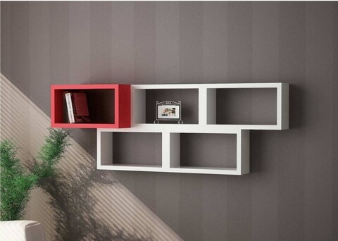 Raft pentru perete Brick, Moblert, 100.8x18x37.2 cm, rosu/alb mezoni.ro