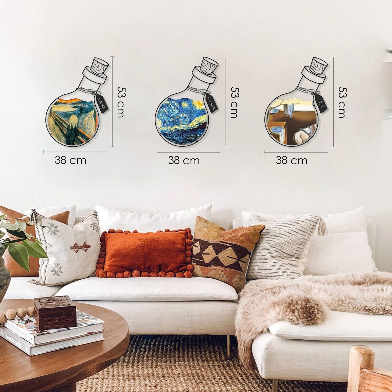 Decoratiune de perete, Art Potion Set of 3 Metal Wall Art, Dimensiune: 38 x 53 cm (3 bucăți), Multicolor - imagine 3