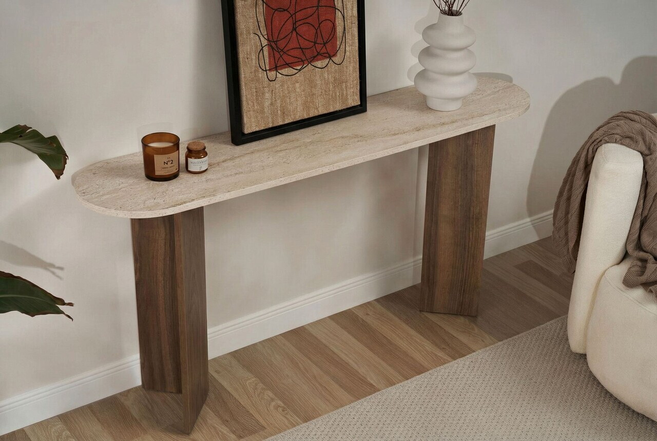 Bufet, Hanah Home, Sira, 150x75x35 cm, PAL, Travertin / Nuc Venezia — imaginea 3