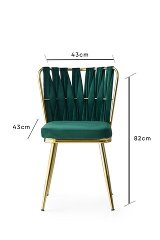 Set 4 scaune, Nmobb, Kusakli 141, 43 x 82 x 43 cm, metal/pal, auriu/verde