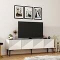Comoda TV, Olivia, Draw, 154x45x37 cm, PAL, Alb/Negru