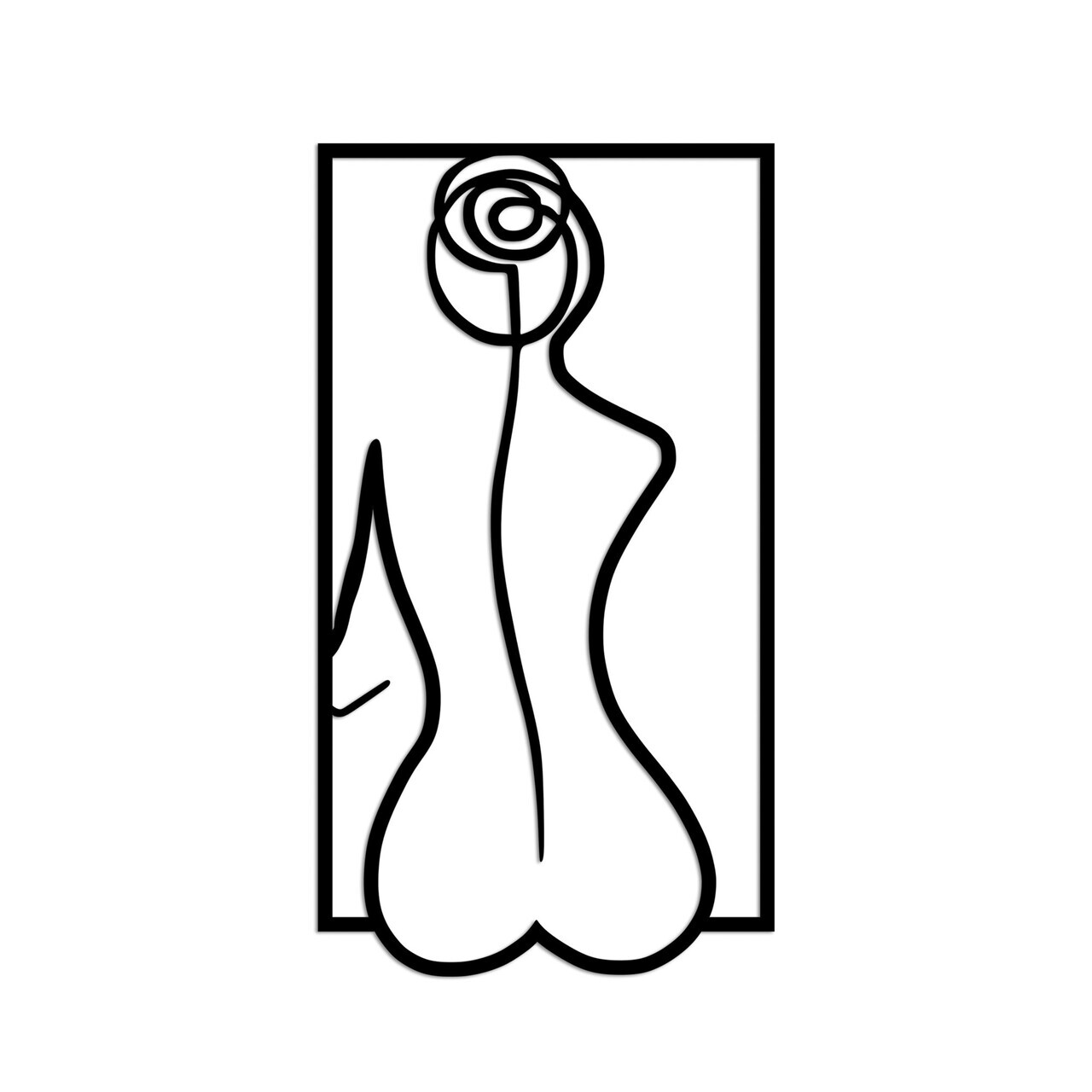 Decoratiune de perete, Rose Silhouette, Dimensiune: 50 x 27 cm, Negru — imaginea 5