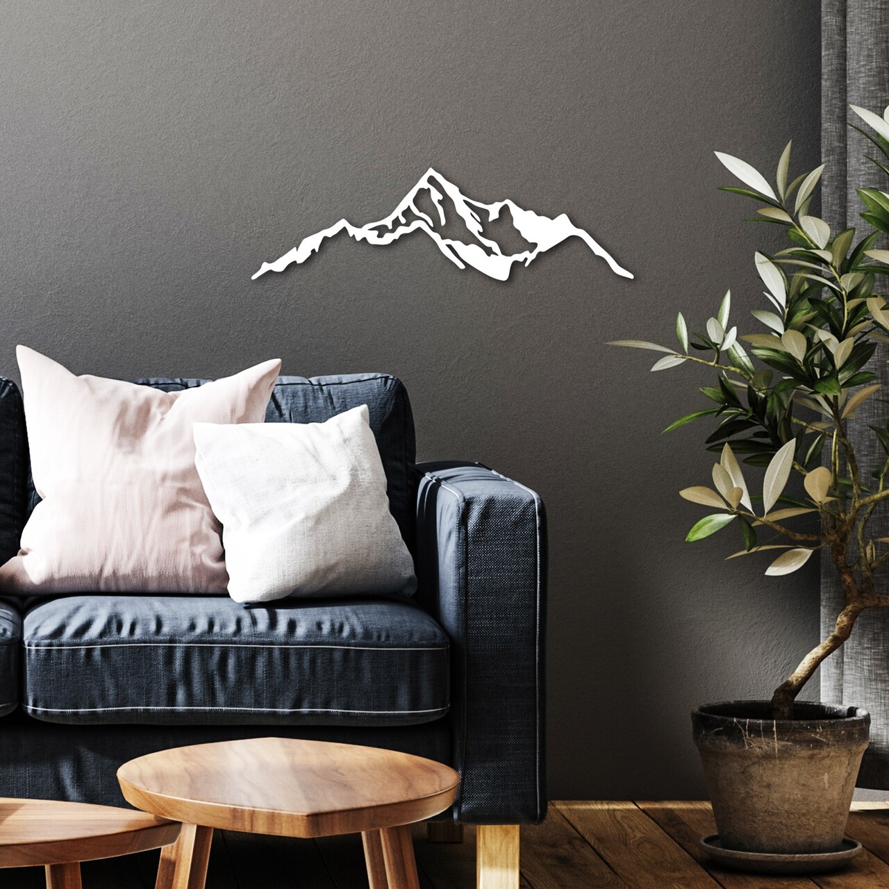 Decoratiune de perete, Mountain, Dimensiuni: 67 x 20 cm, Alb - view 3
