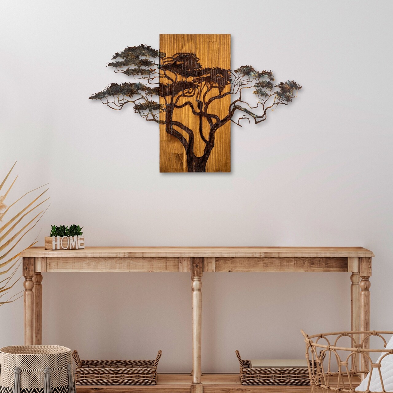 Decoratiune de perete, Acacia Tree, Lățime: 90 cm Înălțime: 58 cm Adâncime: 3 cm, Multicolor - view 3