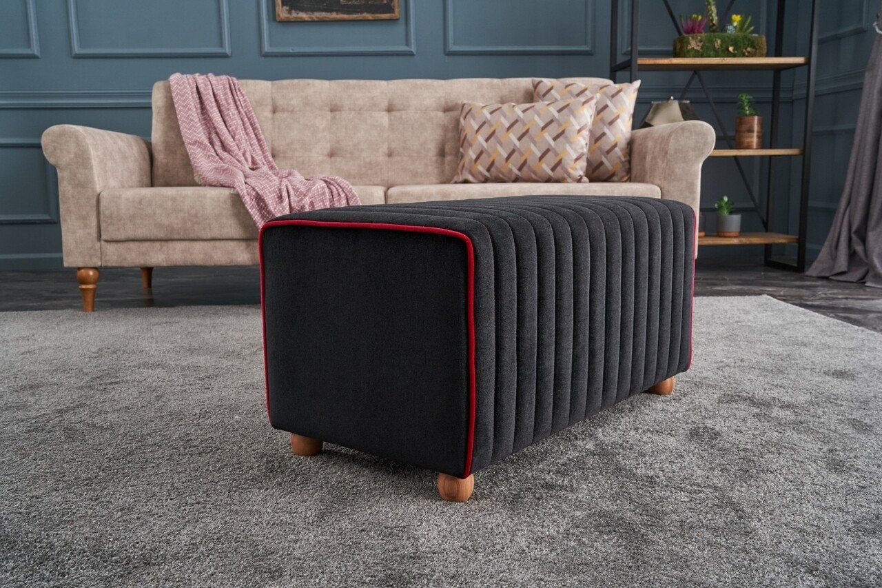 Taburet Mabel Puf, Balcab Home, 80x40x40 cm, lemn, negru - 1 | YEO