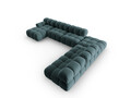 Coltar panoramic modular dreapta 7 locuri, Bellis-51, Micadoni Home, 376x282x70 cm, catifea, turcoaz
