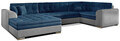 Coltar extensibil stanga 5 locuri ELTAP, Damario, 338x189x78 cm, lemn/poliester, albastru inchis/gri inchis