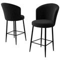 Set scaune de bar 6 piese, Charlotte, Fora, Metal, Negru