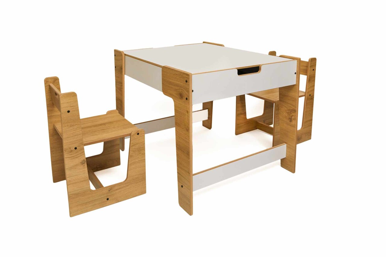 Set masa si scaun pentru copii, Hanah Home, Phoenix 2 Ch, Alb / Natural - view 4