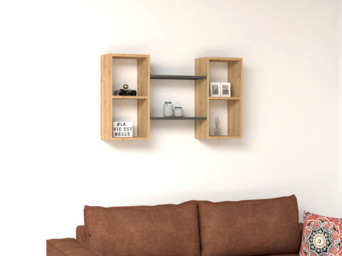 Raft de perete, puqa design, bambi, 105x60x19.6 cm, pal, safir / antracit
