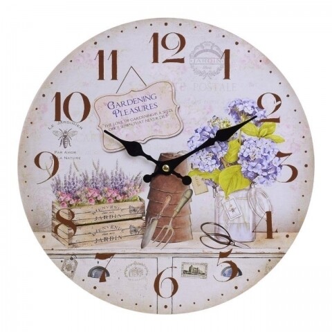 Ceas de perete Gardening Pleasures, InArt, 34X4 cm, multicolor