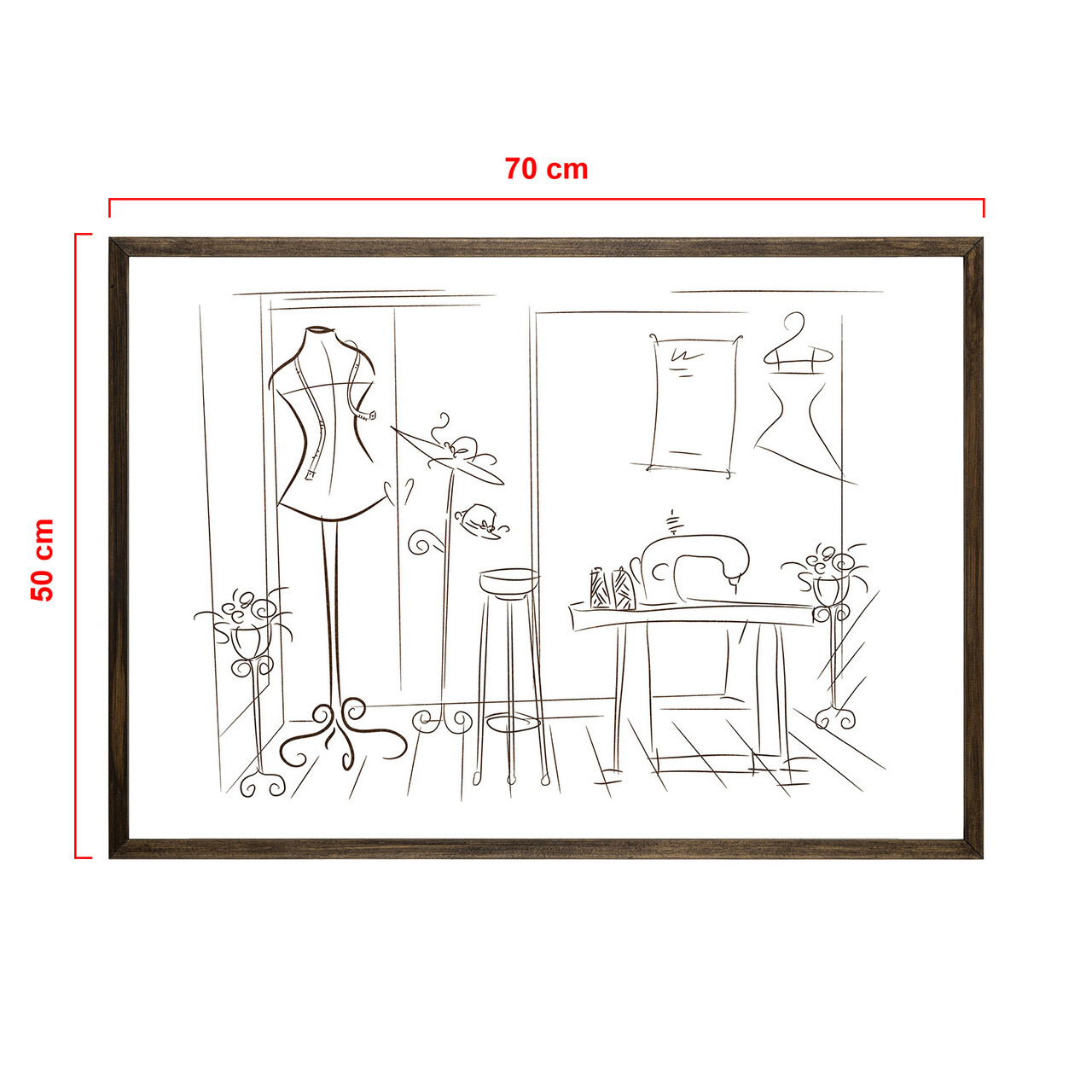 Tablou decorativ, TD111, Lemn, Desenat manual, Natural