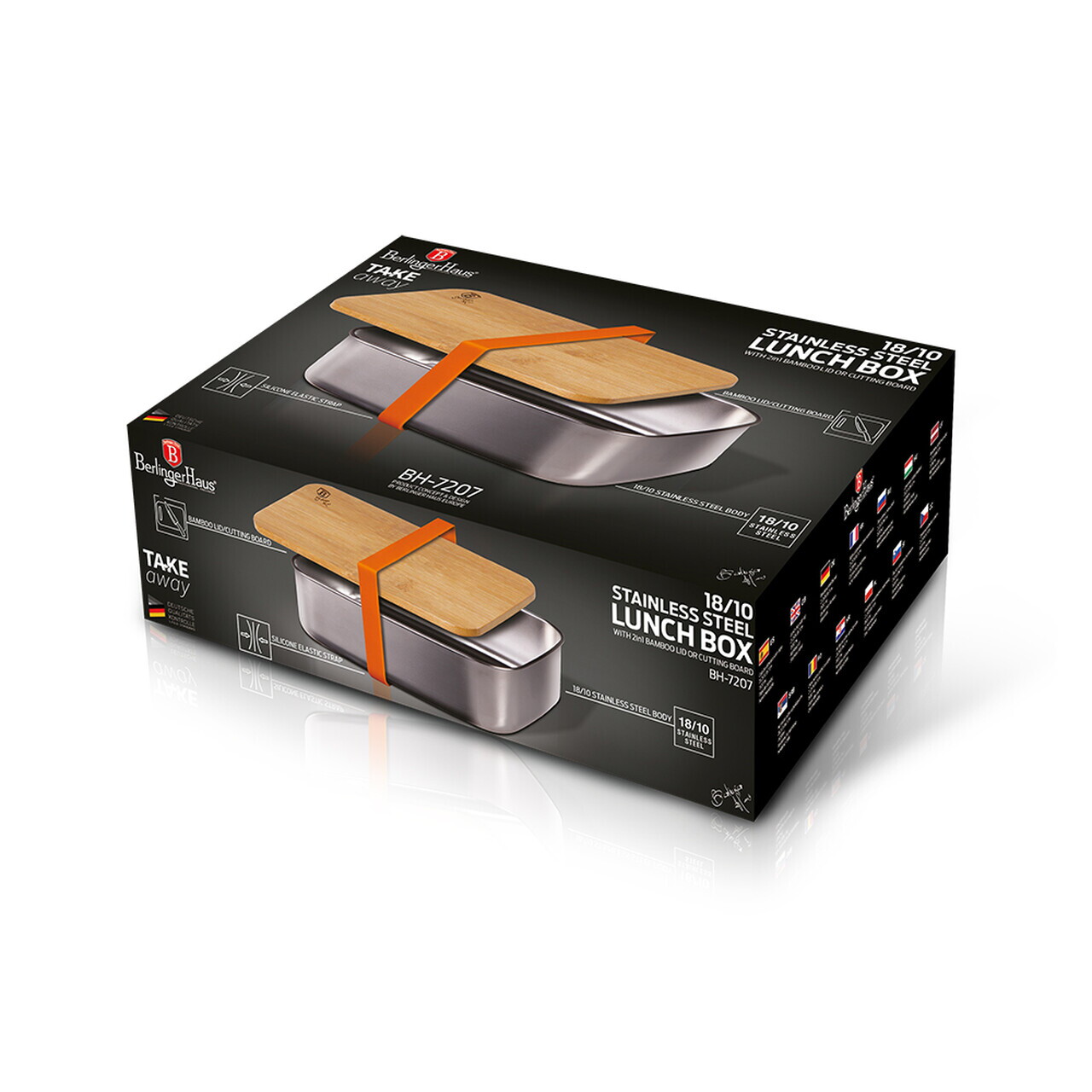 Cutie pentru pranz Berlinger Haus, Take Away, 21.2x15.8x7 cm, inox 18/10 / bambus, argintiu/natur - imagine 6