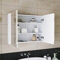 Dulap de baie cu oglindă, Hanah Home, 1718, 80x60x16 cm, MDF-LAM, Alb mat