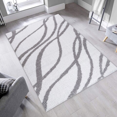 Covor, puffy 7757, 50x80 cm, poliester, alb / gri