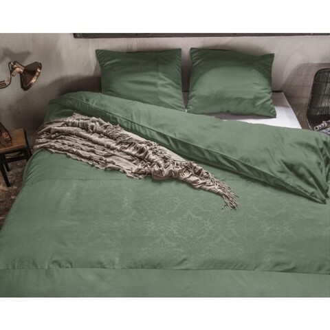 Lenjerie de pat pentru doua persoane, Zen Brussel Green, Royal Textile, 3 piese, percal, verde