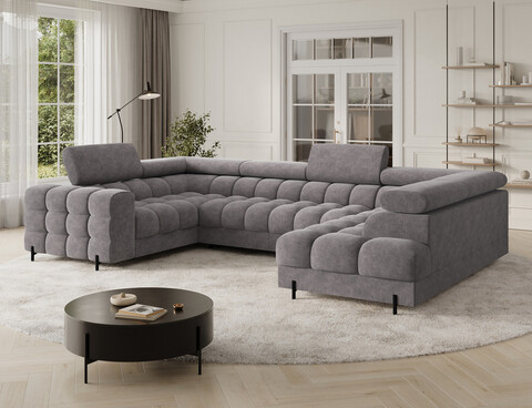 Coltar extensibil dreapta 3 locuri ELTAP, RT-04AU, Fectory, 346x205x93 cm, lemn/poliester, gri inchis