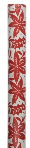 Hartie pentru impachetat Poinsettia, Decoris, 500x70 cm, hartie, rosu