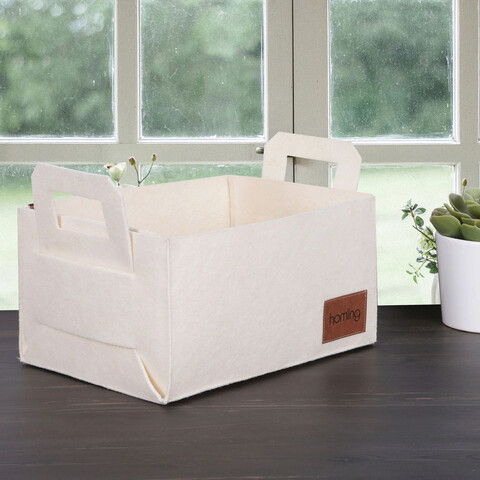 Organizator de birou, hmy, 30x20x15 cm, fetru, crem