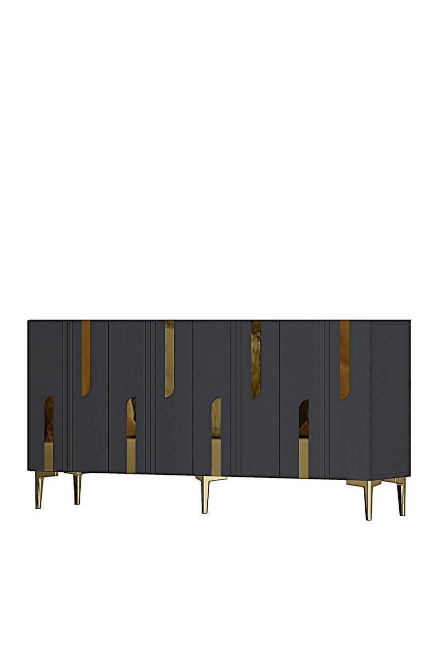Consola, Hanah Home, Nota 150, 150x75x32 cm, Antracit / Aur — imaginea 4