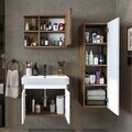 Set Dulap de Baie cu Chiuvetă și Oglindă (3 Piese), Hanah Home, 2870, PAL MELAMINAT, Pin Atlantic / Alb