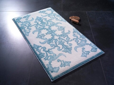 Covoras de baie shabby damask, confetti, 80x140 cm, albastru