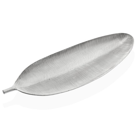 Platou decorativ / decoratiune pentru centrul mesei Silvery Leaf, Versa, 59 x 22 x 3.5 cm, MDF