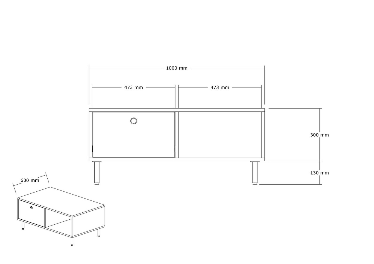 Masuta de cafea, Puqa Design, Nando, 100x43x60 cm, PAL, Maro