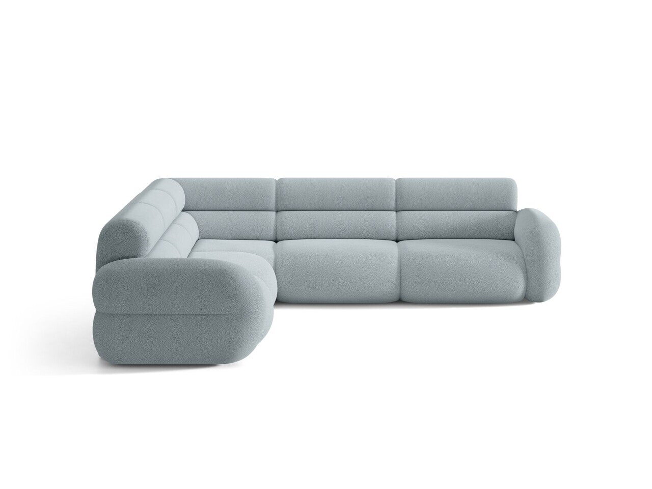 Coltar simetric 7 locuri, Neo, Micadoni Home, 295x295x83 cm, tesatura Boucle, albastru deschis — imaginea 2