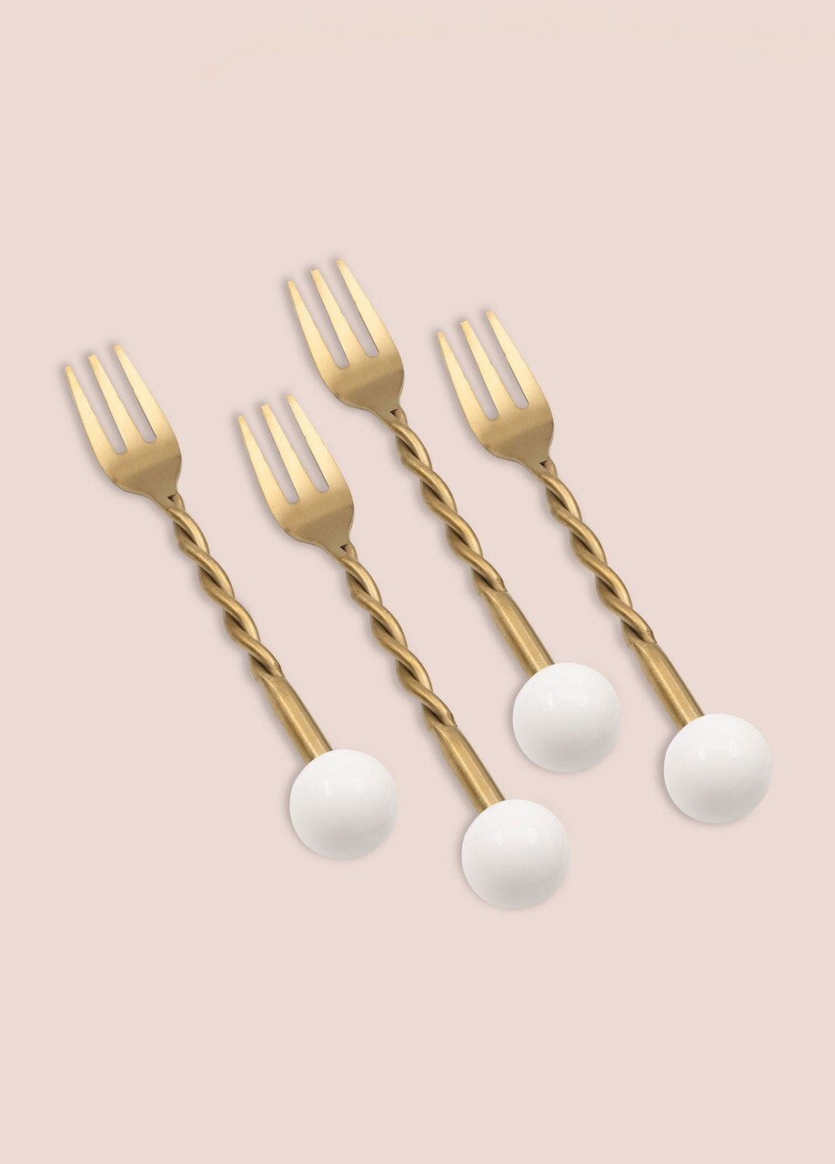 Set furculițe (4 piese), L'essentiel Maison, 280TMA3705, Dimensiune: 14 x 2 x 1 cm (4 bucăți), Aur/Alb - view 2