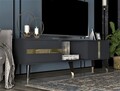 Comoda TV, Olivia, Vania, 150x29.6x50 cm, PAL , Antracit / Aur