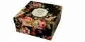 Ceasca cu farfurie Vintage Flowers, Duo, 280 ml, portelan, negru