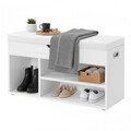 Bancheta cu spatiu de depozitare si pantofar, Vasagle, 80x30x44 cm, PAL/poliuretan, alb