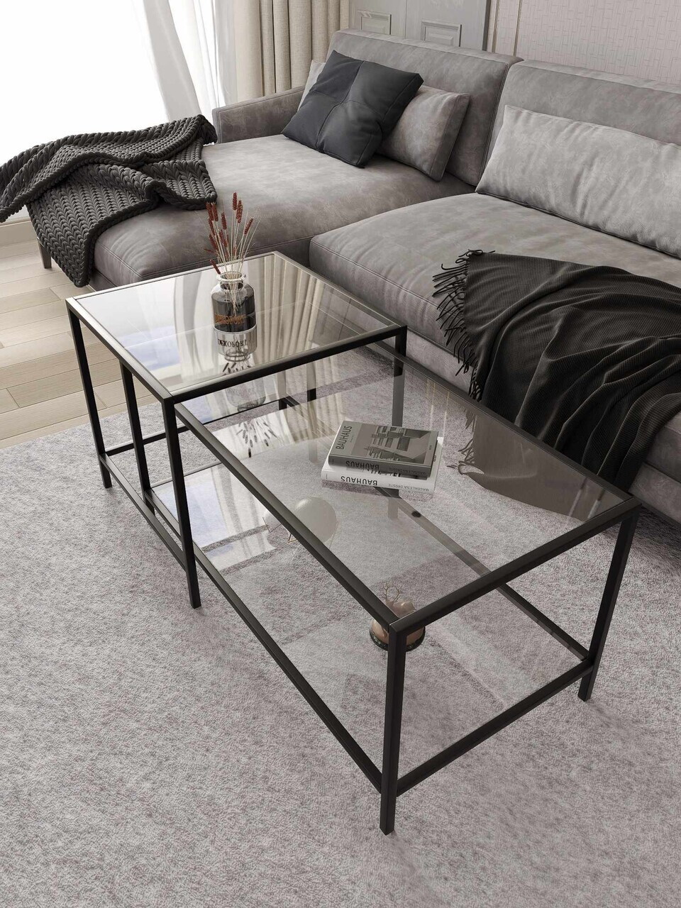 Set masute de cafea, Hanah Home, Perla, Negru