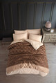 Lenjerie de pat dubla, Creative - Brown, EnLora Home, 65% bumbac/35% poliester