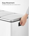 Cos de reciclare cu 3 compartimente, Songmics, 3 x 18 L, 61x31.5x56 cm, inox/polipropilena, alb
