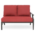 Set mobilier gradina/terasa, 4 piese, Braxton, otel, negru/rosu