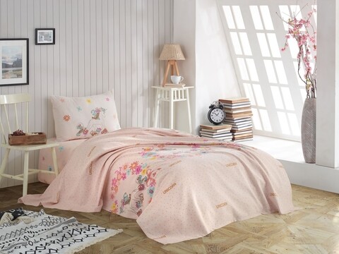 Set cuvertura de pat pentru o persoana Unicornlar, EnLora Home, 3 piese, bumbac, multicolor Eponj Home
