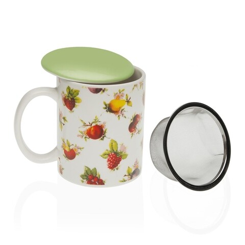 Cana cu infuzor si capac fruits, versa, 9.5 x 8.2 x 8 cm, ceramica
