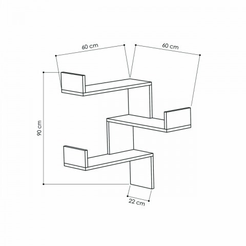 Raft pentru perete, Homitis, Luksa - White, 60x60x90 cm