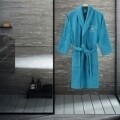 Halat de baie unisex, Beverly Hills Polo Club, 100% bumbac, L/XL, Turquoise