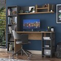 Set birou si biblioteca, Rani, HA125, 120x73 cm, PAL, Nuc / Antracit