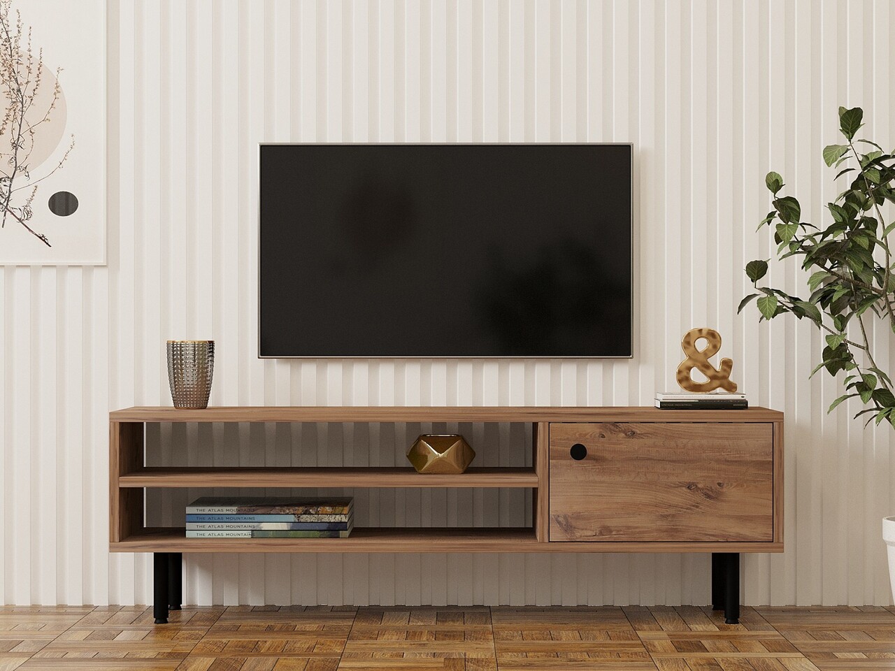 Comoda TV, Puqa Design, Avila, 120x38x30 cm, PAL , Maro - 1 | YEO